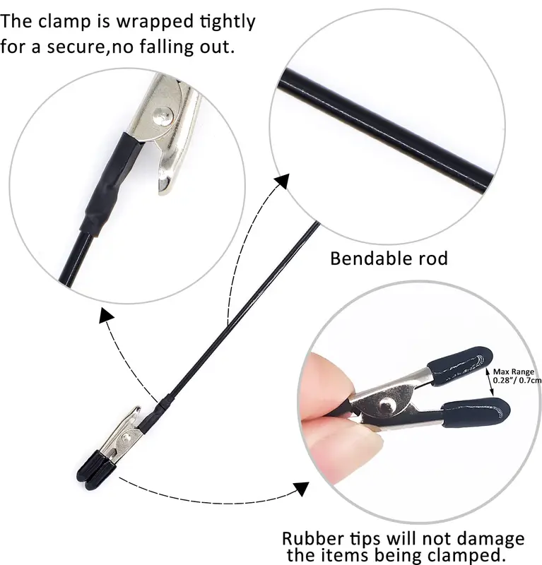 Rafford 12Pcs Bendable Model Painting Alligator Clip Sticks Rubber Tips + Metal Magnetic Base - for Airbrush, Hobby Model Parts