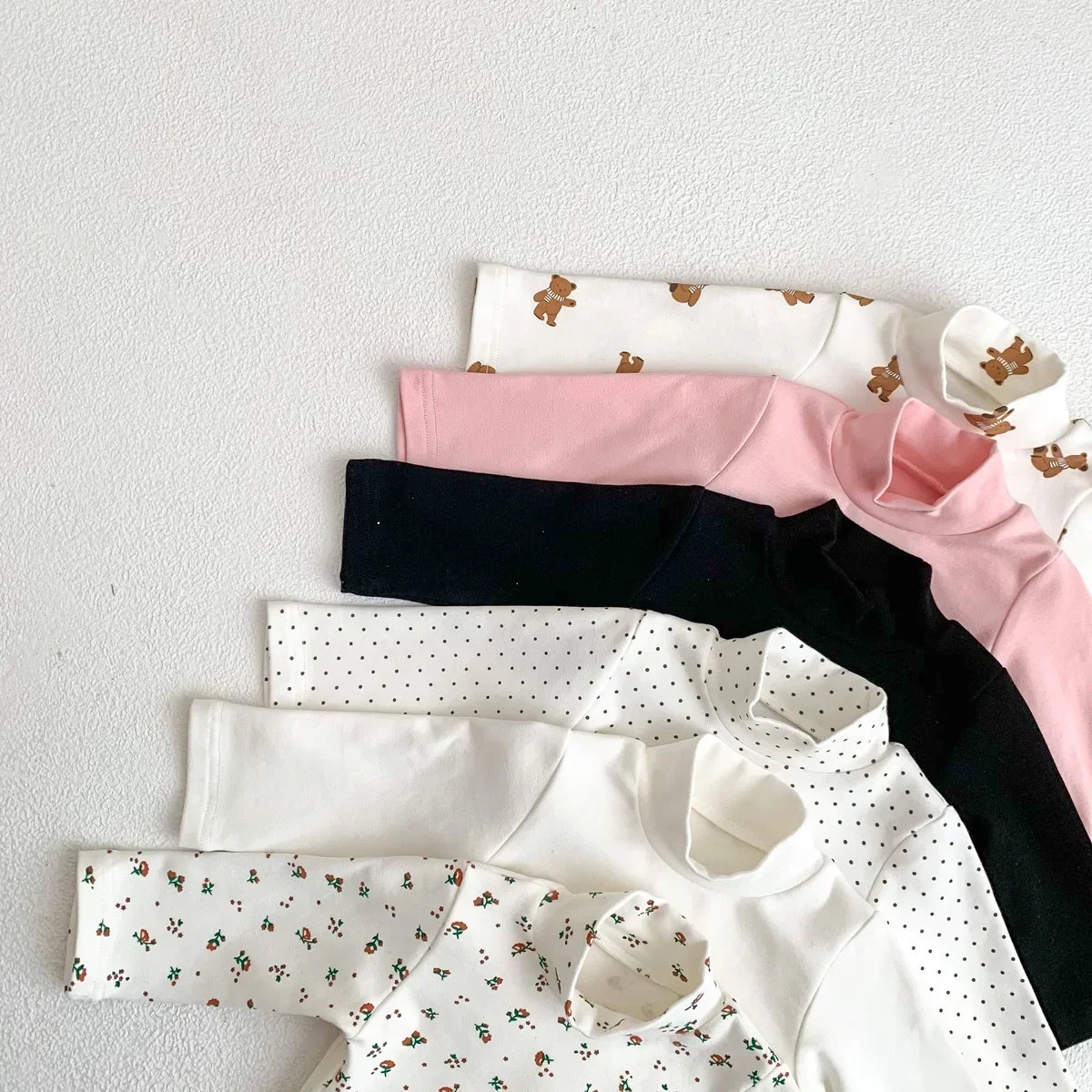 0-4Years Cotton Children's Clothing Long Sleeve Turtleneck T-shirts Baby Boy Girl Tops Casual Kids T-shirt Autumn Spring Tee