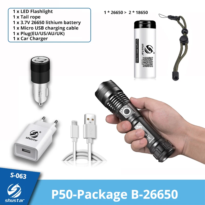 Powerful LED Flashlight with 4 Core P70 Lamp Bead Zoomable 3 Lighting Modes LED Torch Support for Mircro Charging Hunting Lamp flashlights Flashlights