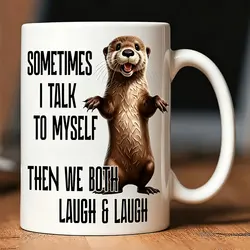 Creative Cute Otter Pattern Ceramic Cup with Gift Box - Ideal - 301 - 400ml (WHITE)