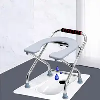 Foldable Toilet Seat Commode Stool Comfortable Portable Squat Toilet Stool for Elderly Seniors Bathroom Shower Chair Homecare 1