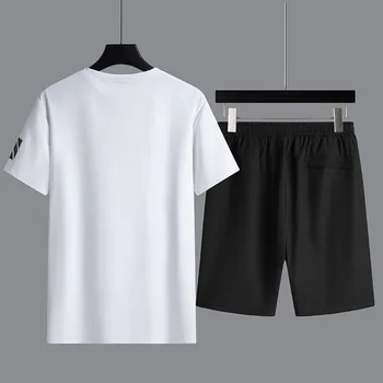 Men T-shirt Suit Shorts Tshirt Set Summer Fashion Loose Oversize Plus Size Short Sleeve Tshirt Men Clothing Tracksuit Sweatpants 4