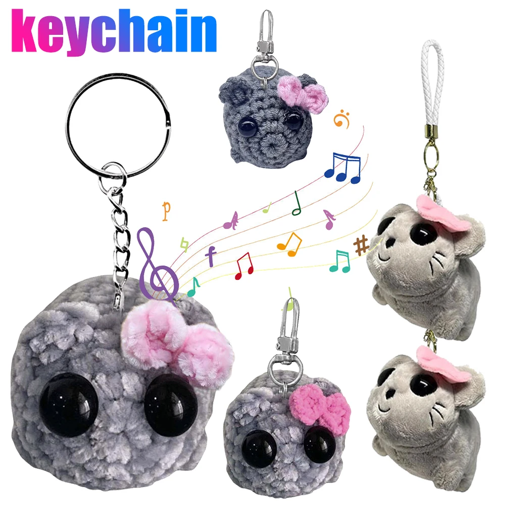 Plush Toy Phone Keychain Sad Hamster Meme Sound Music Plush Toy Crochet Plush Sad Hamster Meme Key Rings Kawaii Keychain Gift