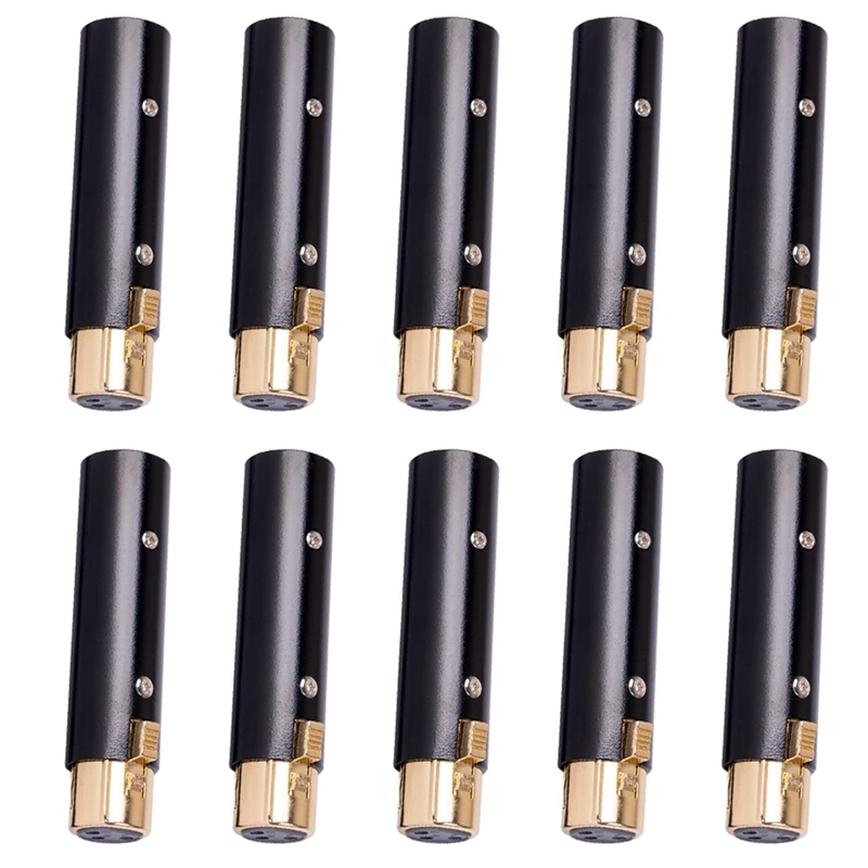 

10X XLR 3 Pin Female To XLR 3 Pin Male Adaptor,Audio Interfaces,For Stereo Microphone Cable