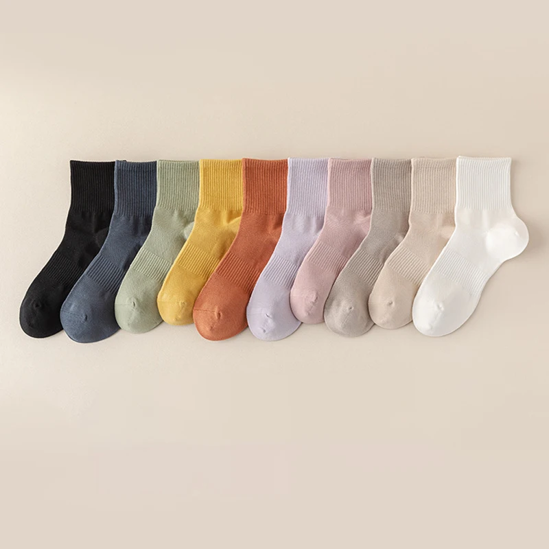 

Women's Stockings Mesh Summer Cotton Solid Color Socks Breathable Vertical Fringe Middle Barrel White Stocking Lady