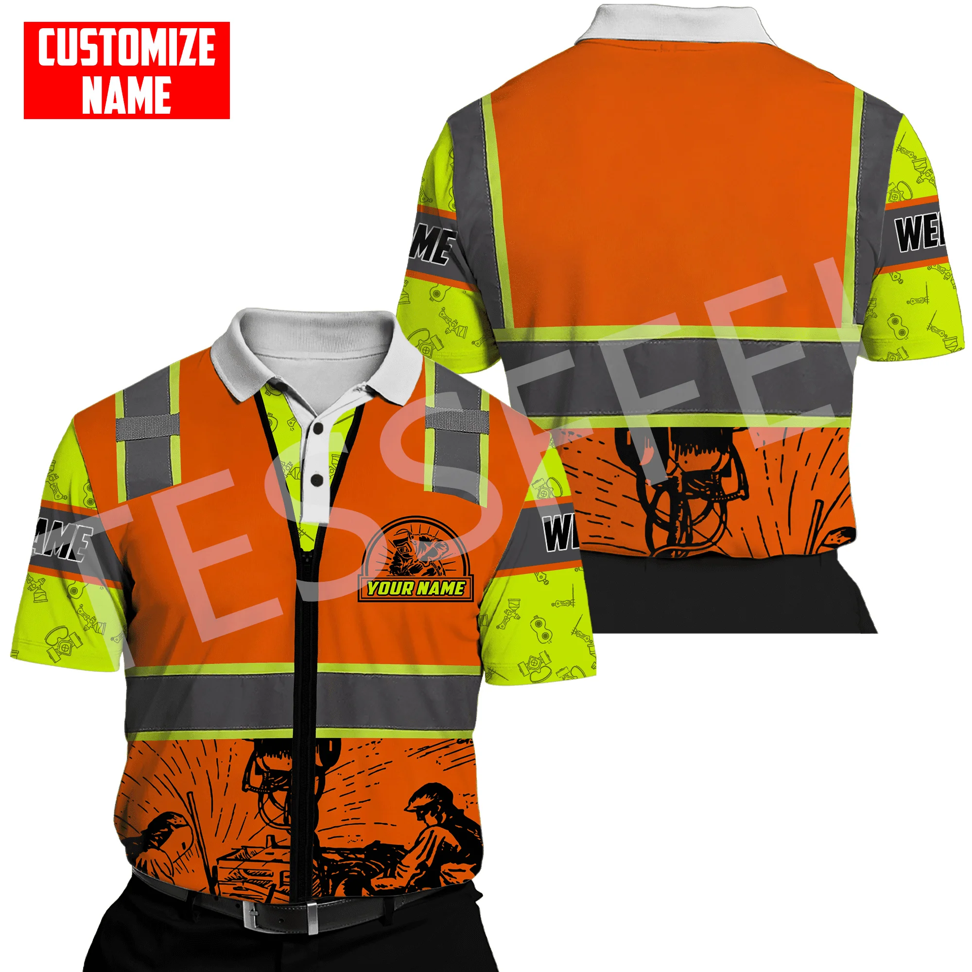 

Рубашка-поло в стиле «Харадзюку», Повседневная футболка с принтом 3D и короткими рукавами, с принтом татуировок, для косплея работника сварщика, в стиле ретро, под заказ