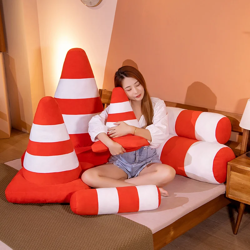 Plush Toy Simulation Traffic Cone Road Construction Cone Sign Roadblock Simulation Toy Set Safety Soft Cushion Pillow 6