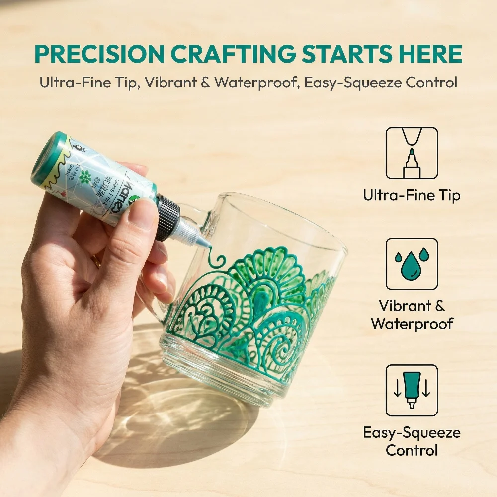 마리의 유리 아크릴 페인트 30ml 투명 자외선 차단 안료 (세라믹, 패브릭, DIY, 핸드메이드, 그래피티용)