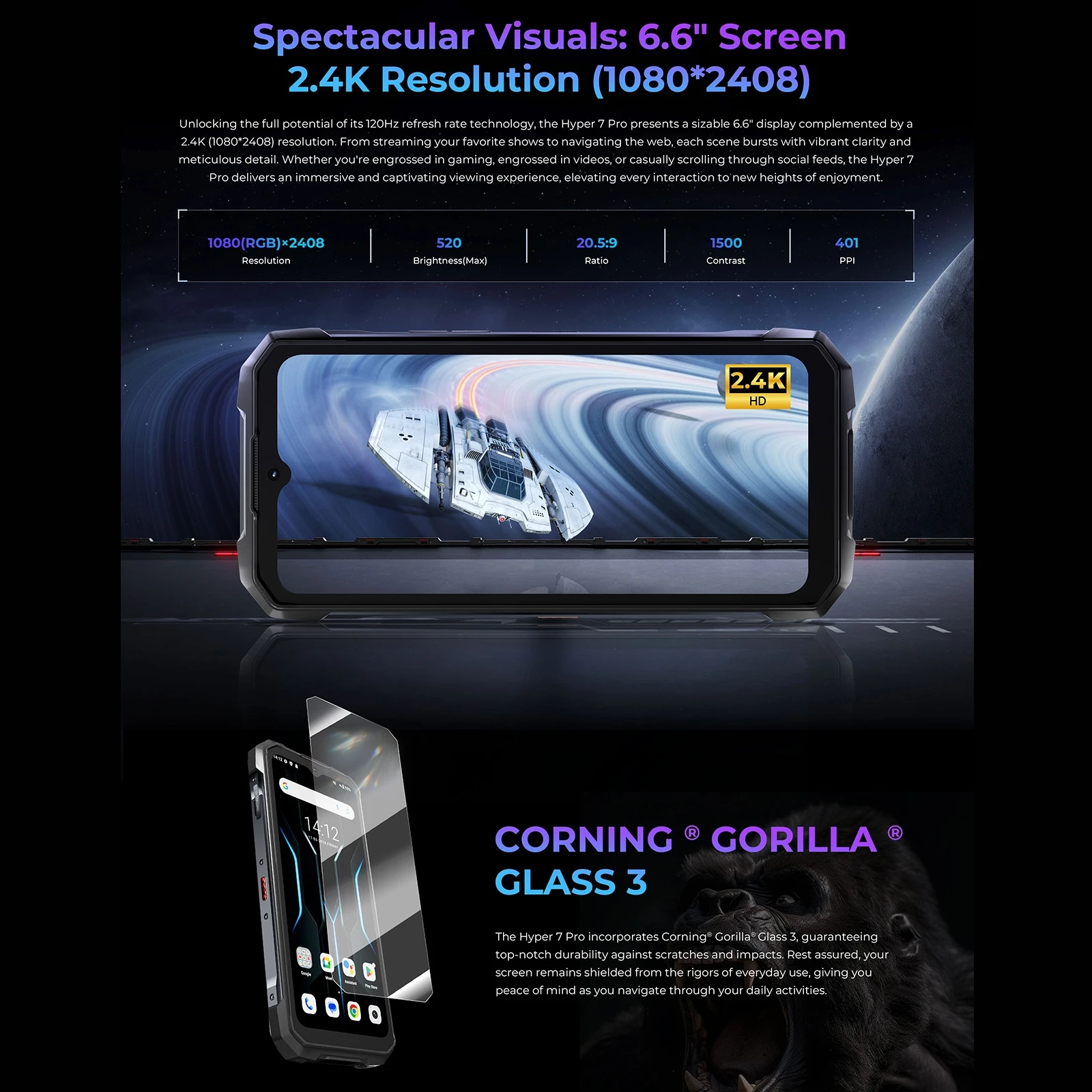 HOTWAV Hyper 7 Pro Rugged Phone 36GB 256GB MediaTek Dimensity 7050 5G 200MP Android 14 6.6 inc FHD+ 10800mAh 33W Cellphone