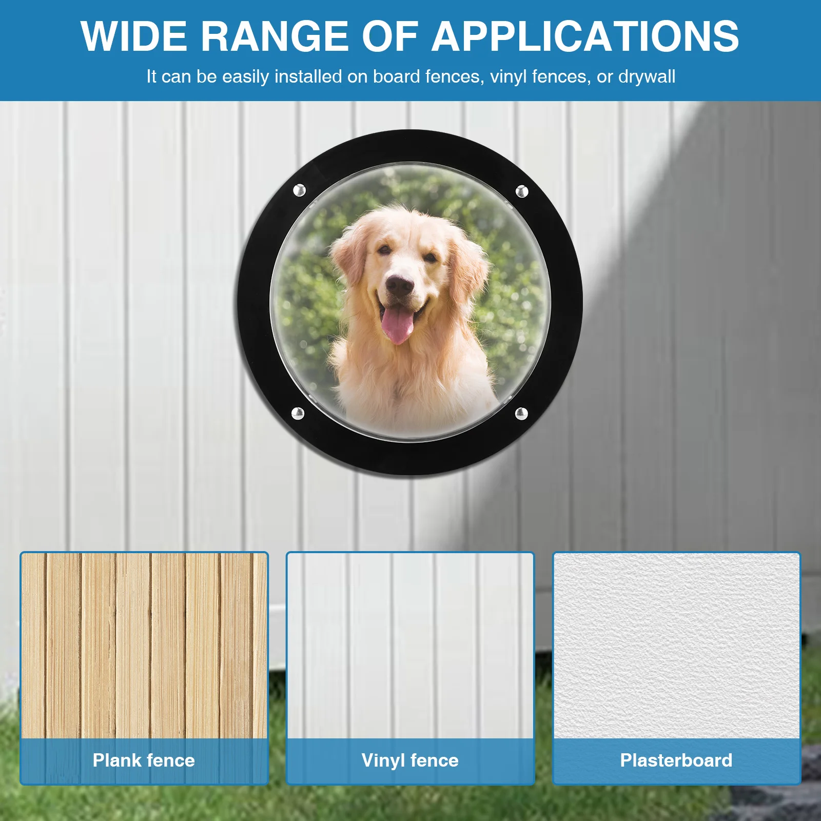 Acrylic Dome Dog Fence Window Clear View Dog Porthole Window Bubble Peek Window for Doggie/Cat/Horse Outside