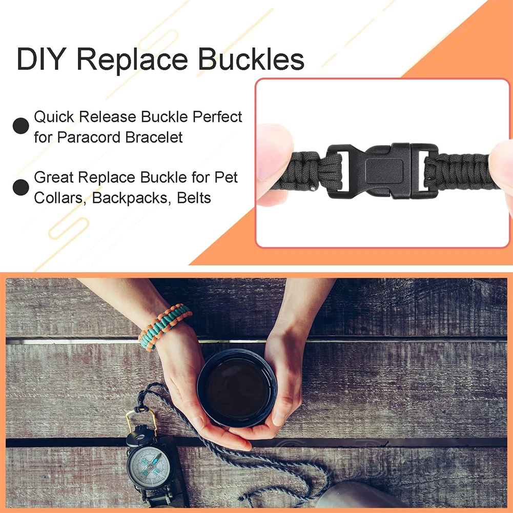 Curved Side Release Buckle Paracord Bracelet Accessories For Outdoor Camp Backpack Dog Collar 20pcs paracord bracelet paracord bracelet accessories side release buckles paracord accessories outdoor accessories
