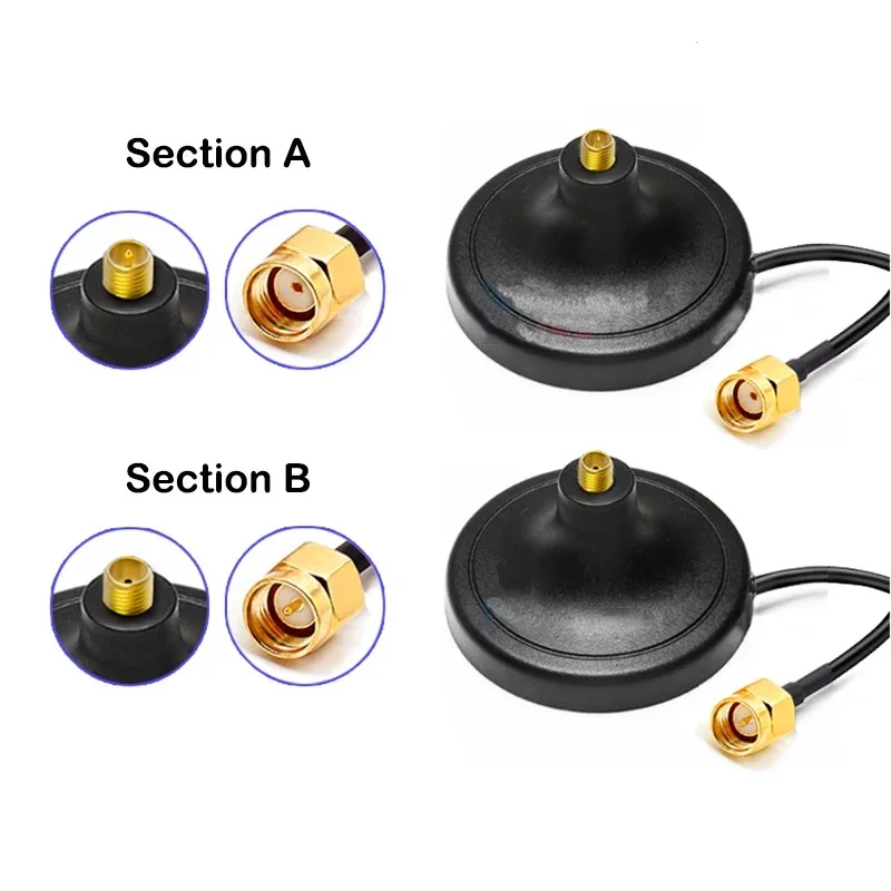 Magnetic Base Antenna with Customizable Length and 3m Extension Cable