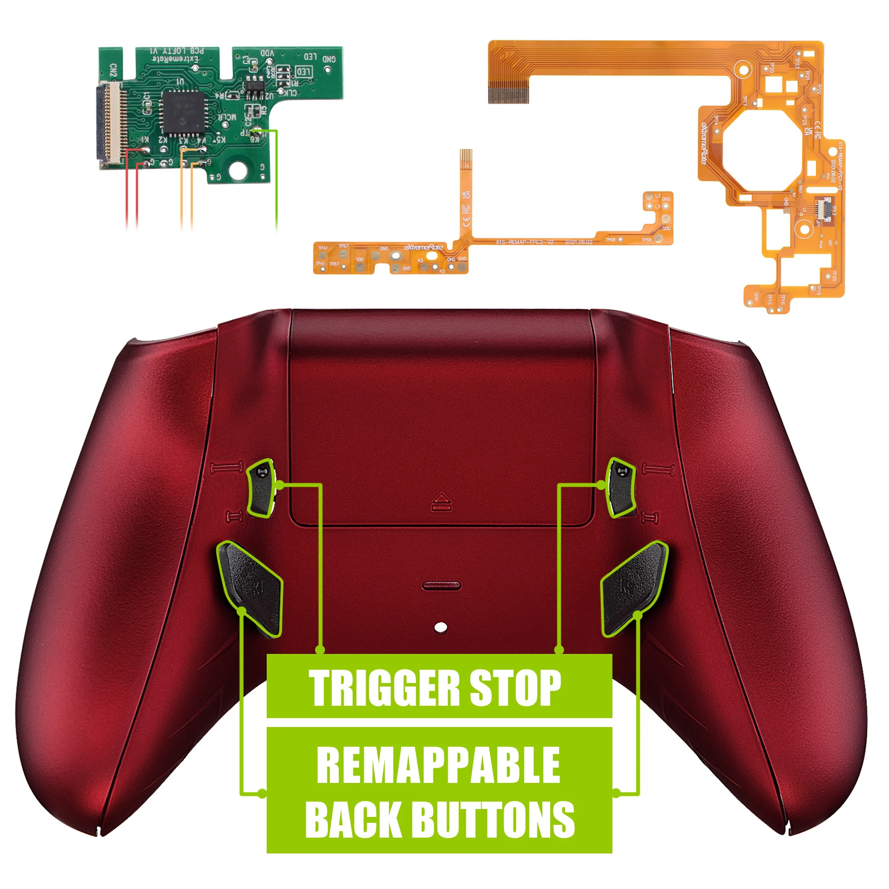 Extreme Merate Soft Touch Scarlet Red Alto Rimappabile Remap & Trigger Stop Kit Per Xbox One S & One X Controller Modello 1708