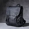 Outdoor travel high quality genuine leather men's black backpack organizer casual designer luxury natural real cowhide schoolbag 1