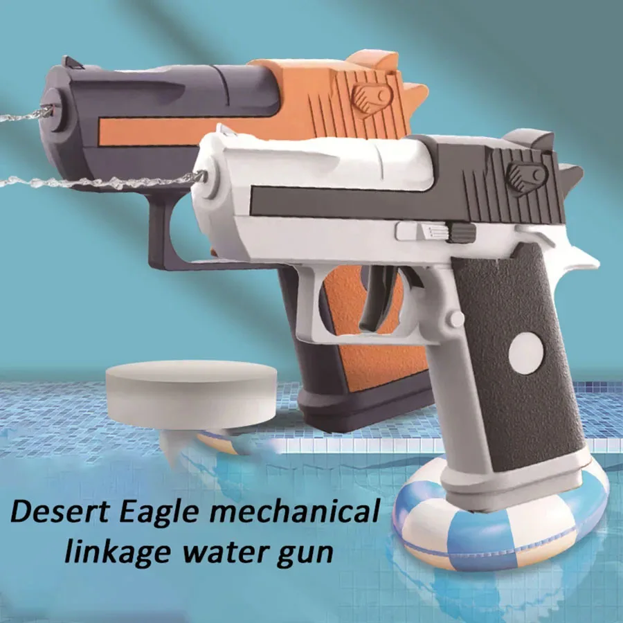 Water Guns Kids Summer Mini Desert Eagle Mechanical Continuous Firing Water Gun Small Pistol Outdoor Beach Pool Toys Shoot Water Guns Gifts