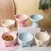 Ceramic Cat Bowl Double Bowl Drinking Bowl Cute Cat Basin for Pets Neck Protection Slant Mouth Cat Bowl Dog Bowl Pet Supplies