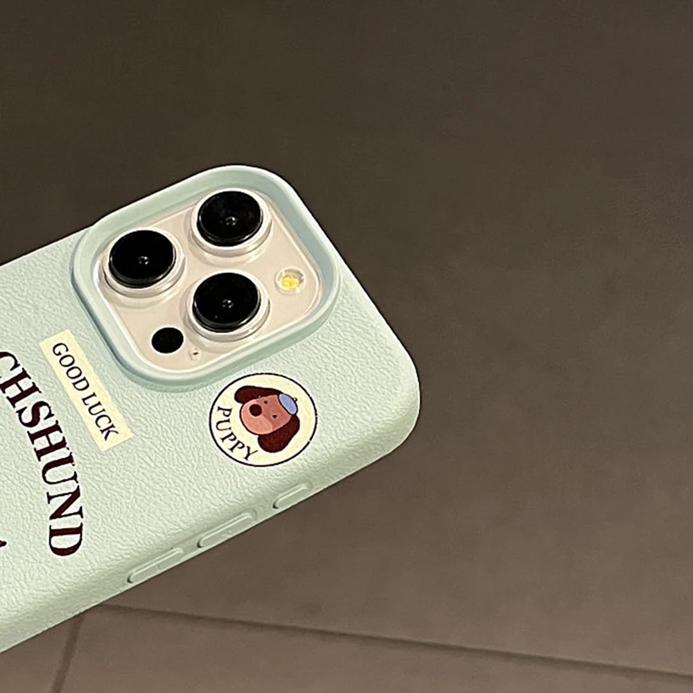 Luxury PU Leather Cute Sausage Dog Phone Case Cover
