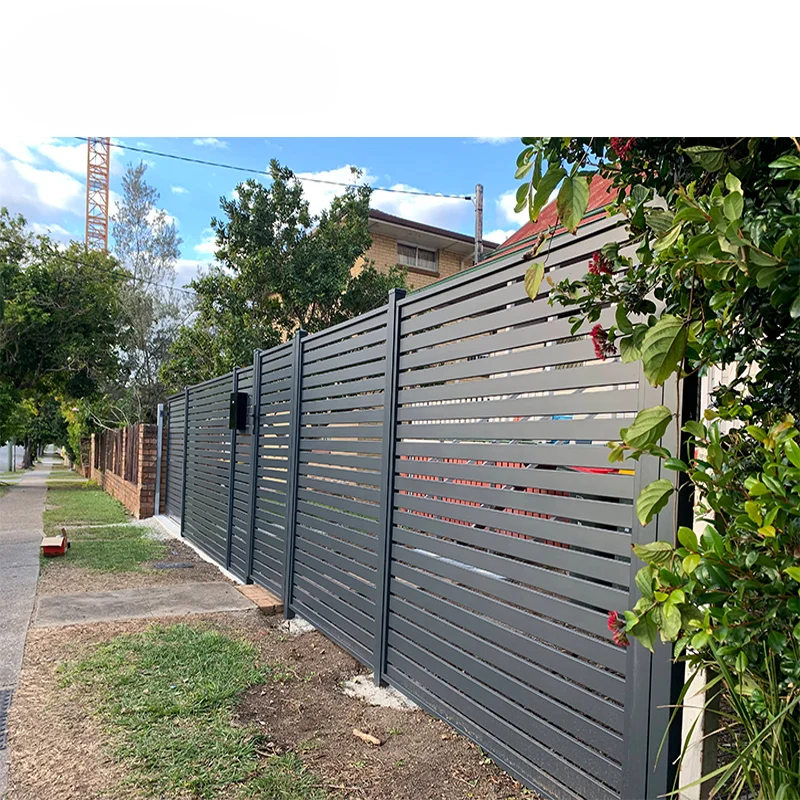 Modern Design Modular Fence Aluminum Metal Horizontal Yard Privacy Slat Fences Panels Outdoor Garden Fencing