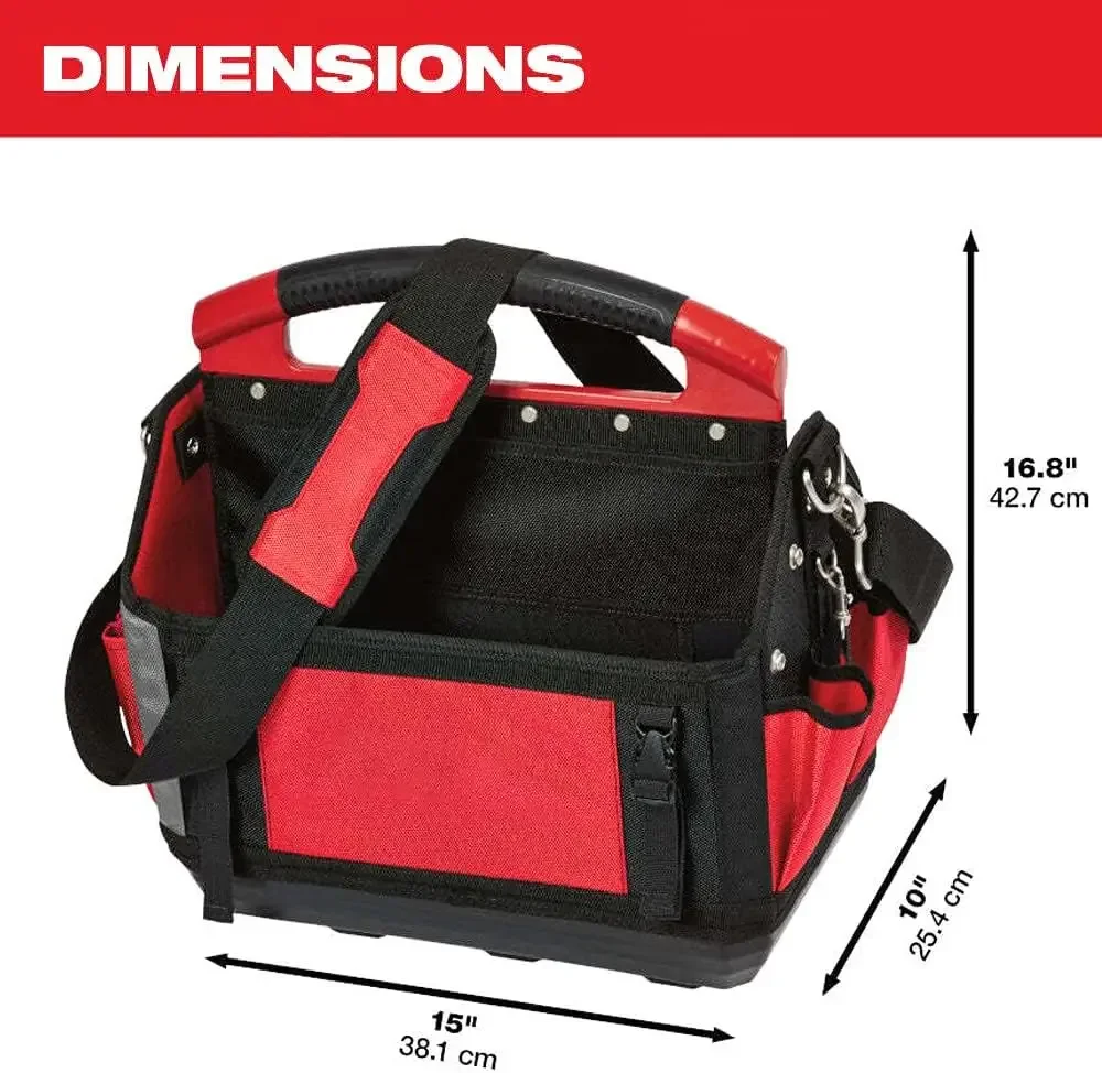 48-22-8315 for  15-Inch 31-Pocket Ballistic Material Tote, Multi-Pockets Wide Mouth Tool Tote, Adjustable Shoulder Strap 5