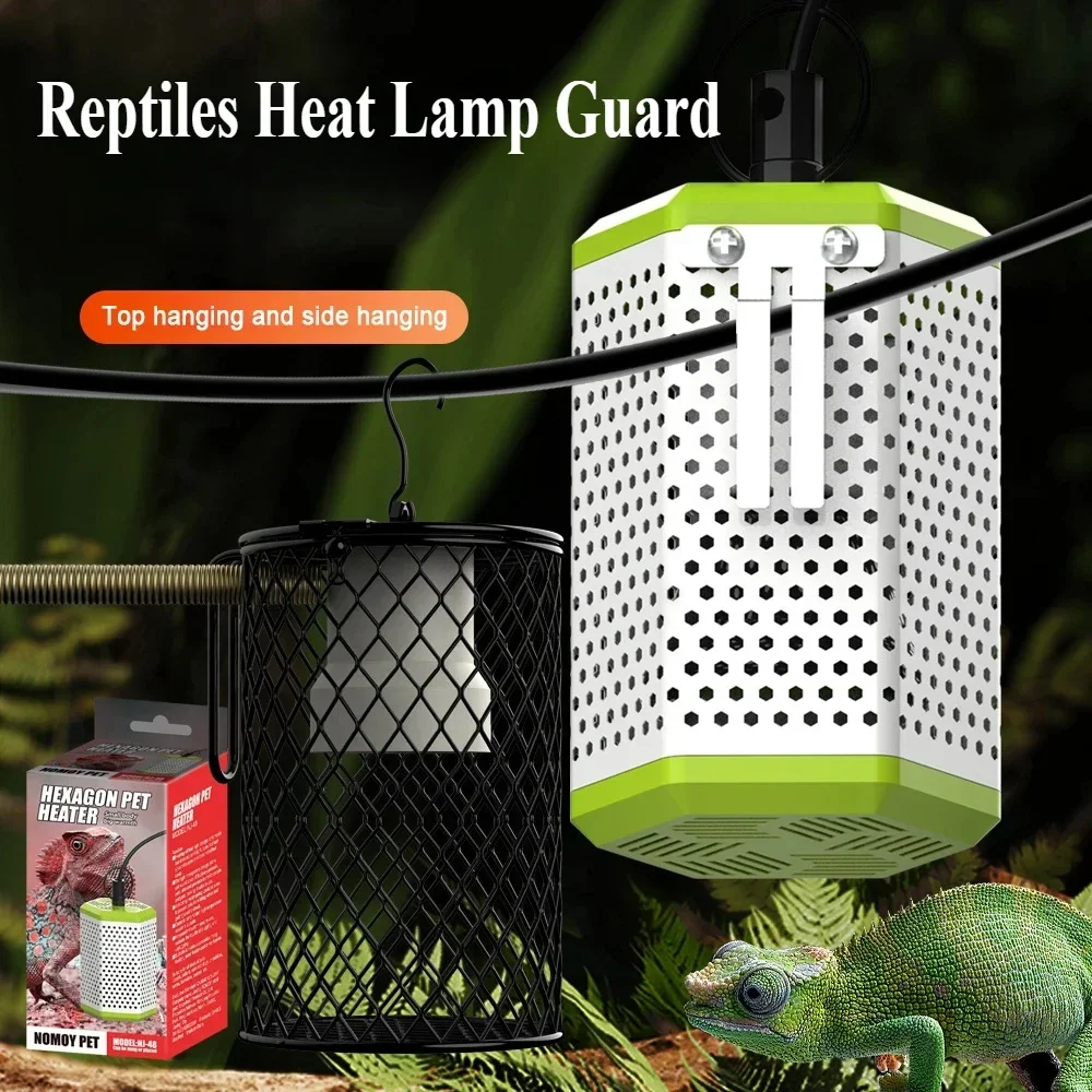Reptiles Heat Lamp Guard Hangable Reptiles Heating Lamps ShadeIron Art Mesh Metal Anti-Scald Cover for Lizards Snakes Turtles