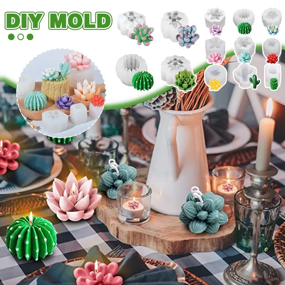 

Simulation Plant 3D Aroma Candle Mold DIY Succulent Silicone Mold For Succulent Plants Candle Cake CandyChocolate DIY Mold D3V7