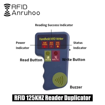 휴대용 125KHz 읽기 EM4100 TK4100 RFID 복사기 라이터 복사기 프로그래머 리더 EM4305 T5577 재기록 가능 ID Keyfobs 태그 카드