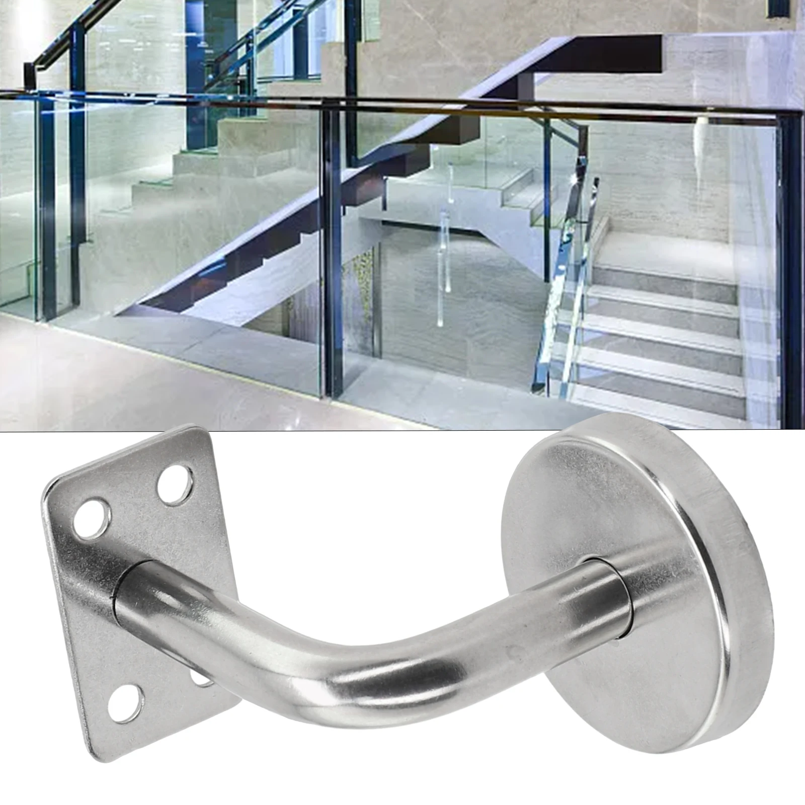 

Wall Mounted Handrail Bracket 60MM Bannister Silver Stainless Steel Stair Wall Brackets Practical Sale Durable