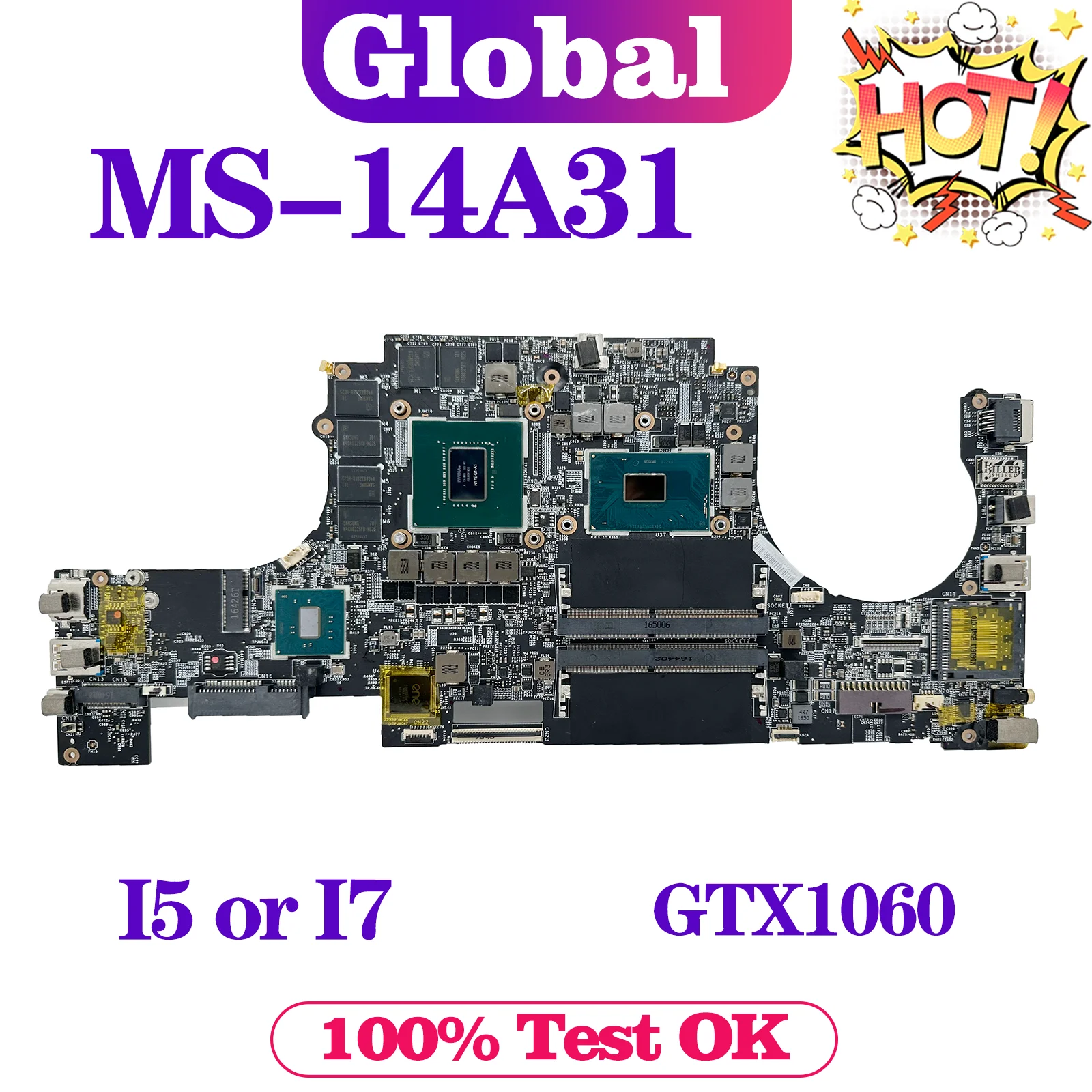 

KEFU Mainboard For MSI MS-14A3 GS43 GS43VR MS-14A31 Laptop Motherboard I5 I7 7th Gen GTX1060