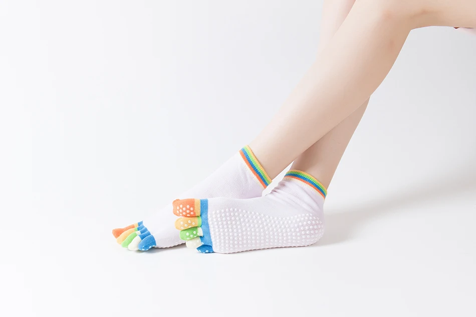 WOSWEIR 1 Pair Women Sports Yoga Socks Five Finger Slipper Anti Slip Lady Pilates Ballet Heel Professional Dance Protector 24 S917028c9944b49a288f2048605ffa1f5X