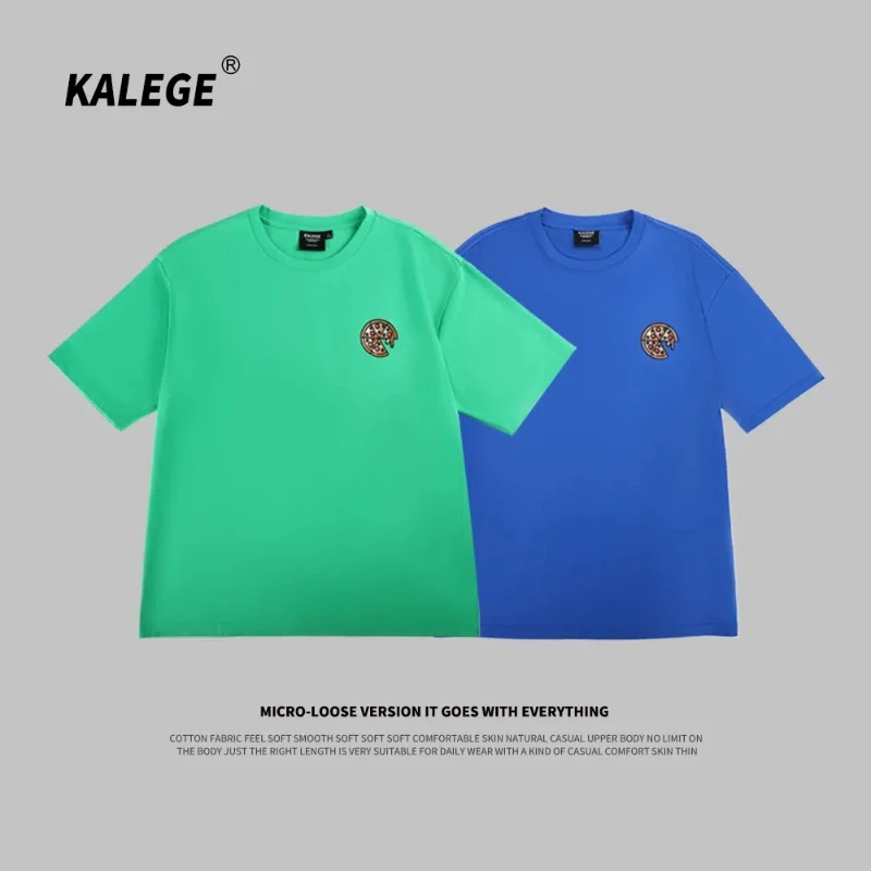 

Kalege High-end Clothes Cotton Loose Pullover Top Men's Clothing Crew Neck Embroidery Printing Short Sleeve Fashionable T-Shirt