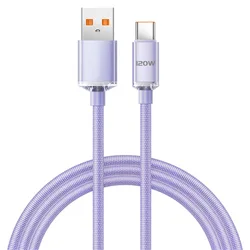 Premium 120W USB - C Fast Charging Cable - Quick Charge Type C to Type C - 0.25m (USB A Purple Cable)