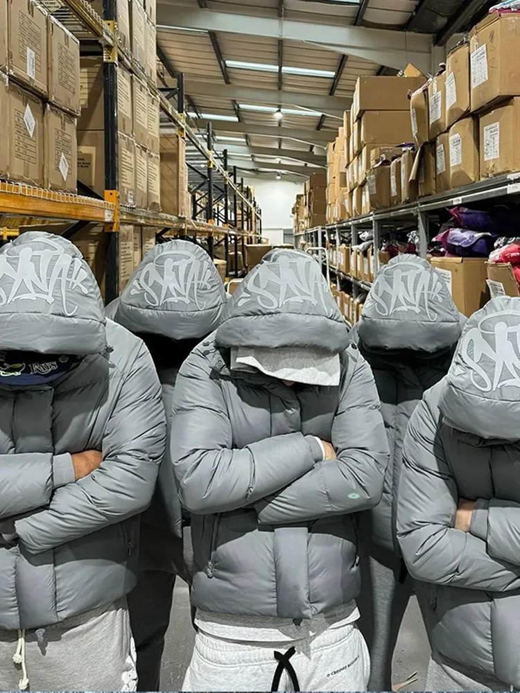 Down Jacket Winter Thicken Down Jacket Y2k Men's Letter Printed Padded Coat Men Punk Hoodies Jackets Male Fashion Warm Wadded Clothing