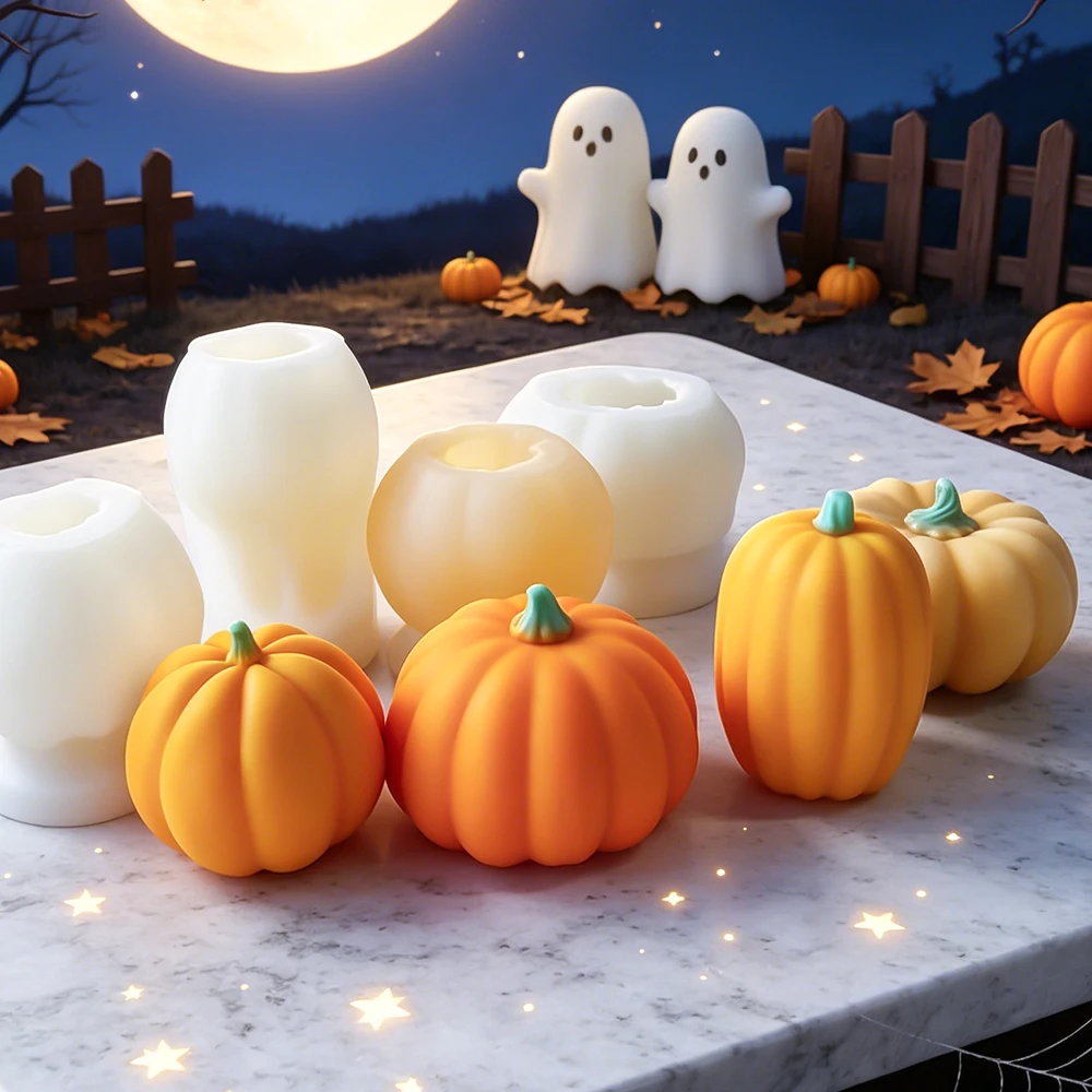 Halloween Pumpkin Silicone Mold for DIY Candle, Resin, and Soap Crafting