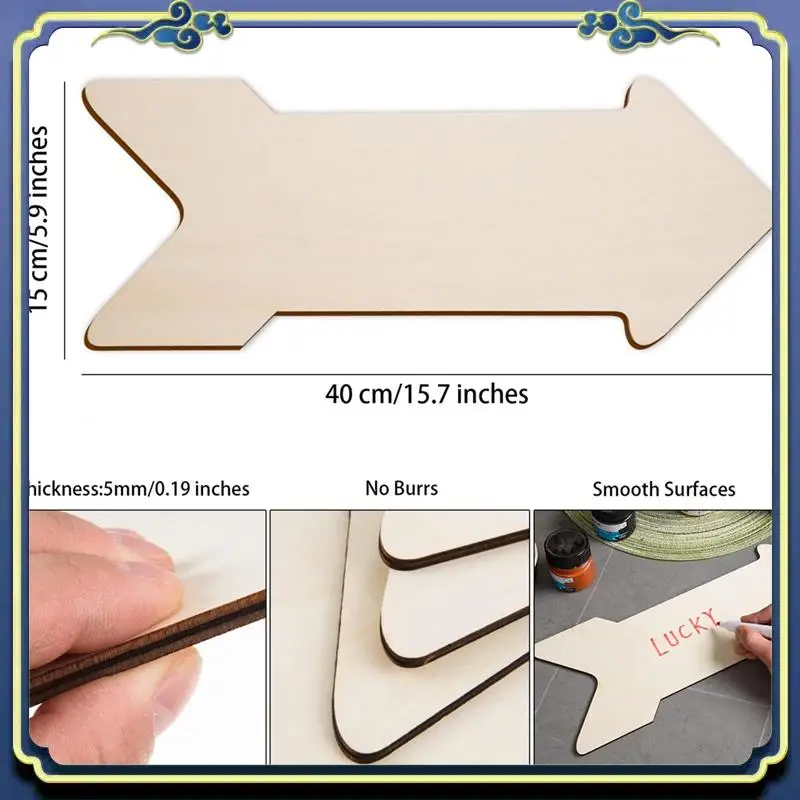 8Piece Unfinished Arrow Wood Sign Blank Hanging Wooden Plaque Wood Arrow Slice Color