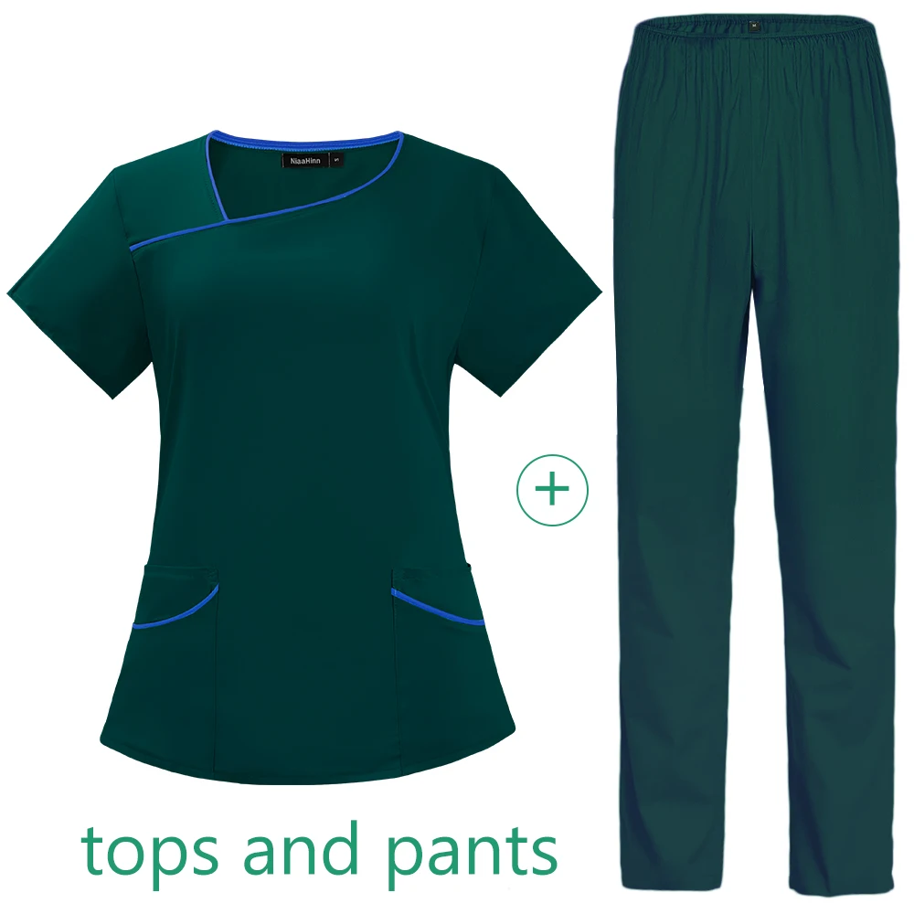 Solid Color Breathable Nursing Scrubs Women Uniforms Elasticity Pet Clinic Nurse Workwear Medical Doctor thin Clothing medical uniform