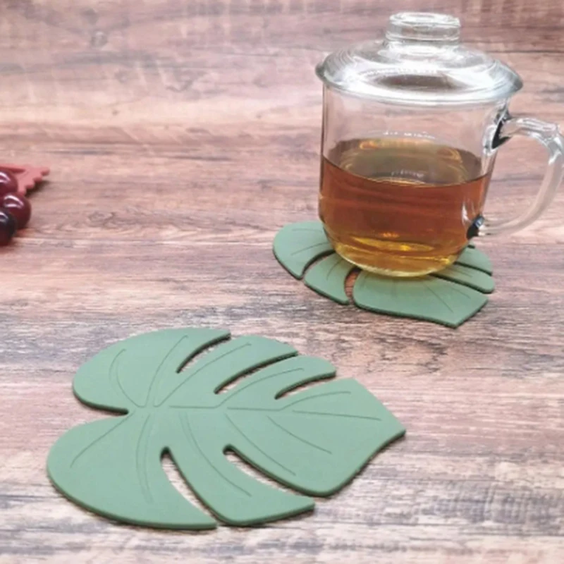 

Силиконовая подставка под чашку, изоляционная подставка в форме листа, коврик для стола, коврик для чашки, для украшения обеденного стола, держатель для горячих напитков