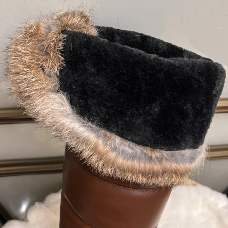 Plush Women's Snow Boots Winter Shoes Waterproof Warm Thick Fur Over the Knee High Boot Ladies Black Brown Brand Rain Shoes women snow boots