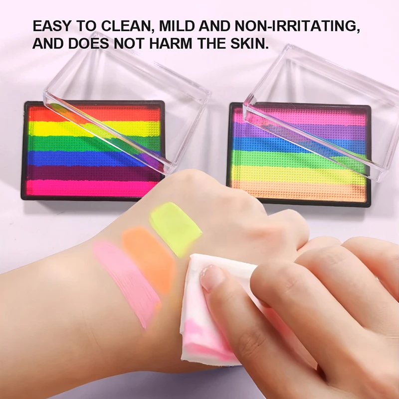 Rainbow Face Paint Palette Children Face Painting Water-soluble Pigment White Facial Body Paint Theatrical Artistic Makeup Plate