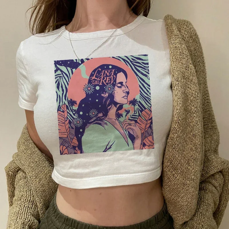 Crop Top Lana Del Rey Ldr Sailing Graphics T Shirt Cropped Harajuku Women Vintage Short-Sleeve T-Shirt Streetwear Female Tshirt 4