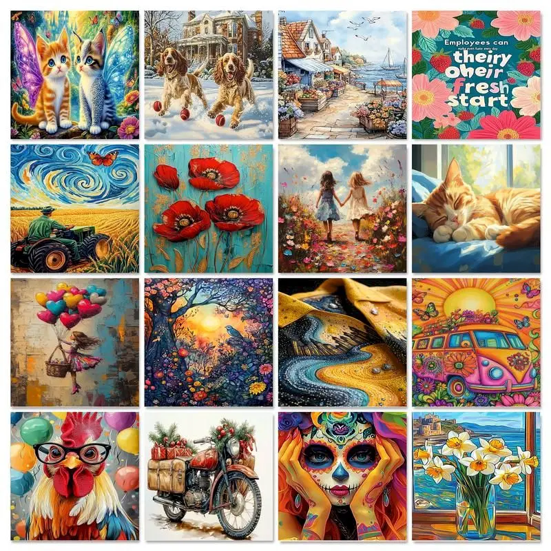 CHENISTORY Frame Painting By Numbers Landscape DIY Frame Paint By Numbers Set Flower On Canvas Animals Home Decoration