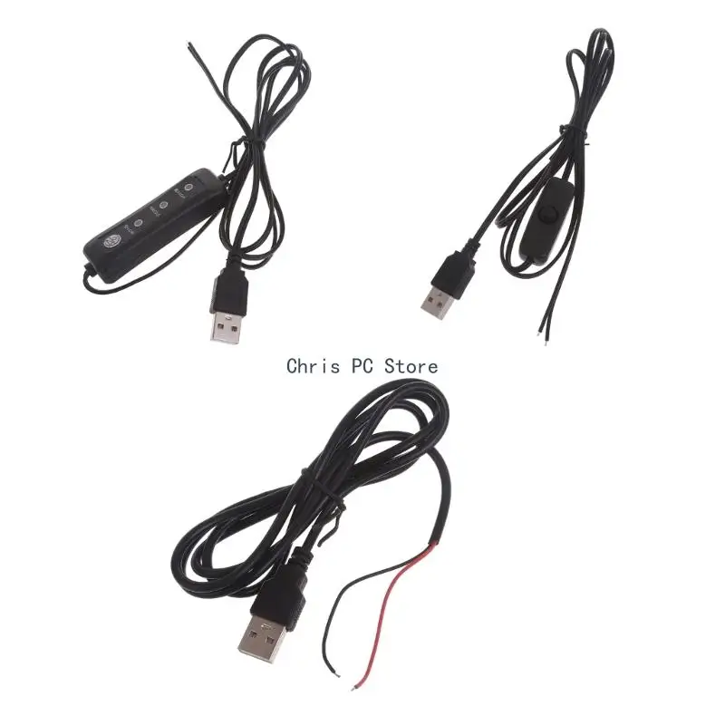 

H8WA Мужской 2-контактный USB-кабель для пайки DIY для 5 В светодиодных фонарей, вентиляторов, камер