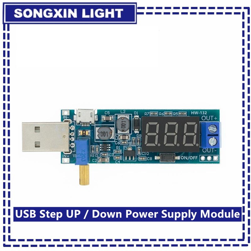 1PCS New Boost Buck Converter USB Step UP / Down Power Supply Module DC-DC 5V to 3.3V / 12V Adjustable Out DC 1.2V-24V