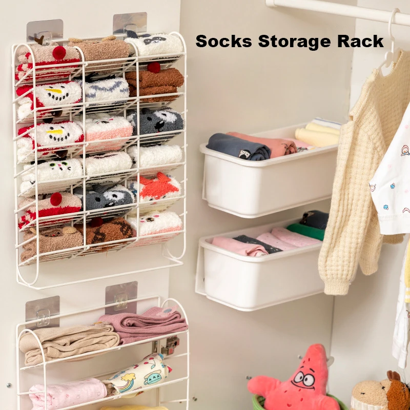 Wall-mounted Socks Organizer Detachable Compartment Underclothes Divider  Organizer Punch Free Space-saving for Garderobe Storage - AliExpress