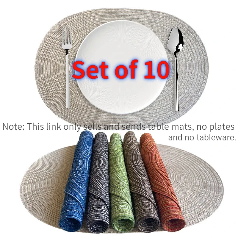 

Oval Table Mats Braided Placemats Dining Table Woven Oversize Mat Set Kitchen Insulation Coasters non-slip Plate Mats Decoration