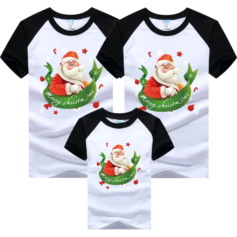 

Christmas T-shirt Father Mother Son Daughter Clothes Short Sleeve Cotton Cartoon Print Christmas Family Matching Outfits