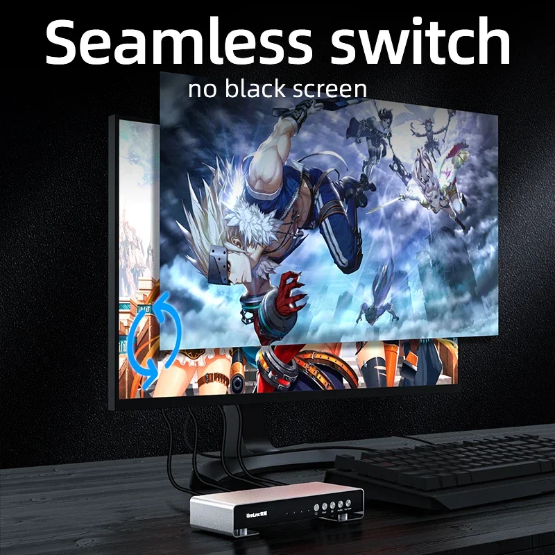 Unnlink 4x1 HDMI Multiviewer 1080P Quad Screen Real Time Multi Viewer HDMI Splitter Seamless Switcher with IR Remoter