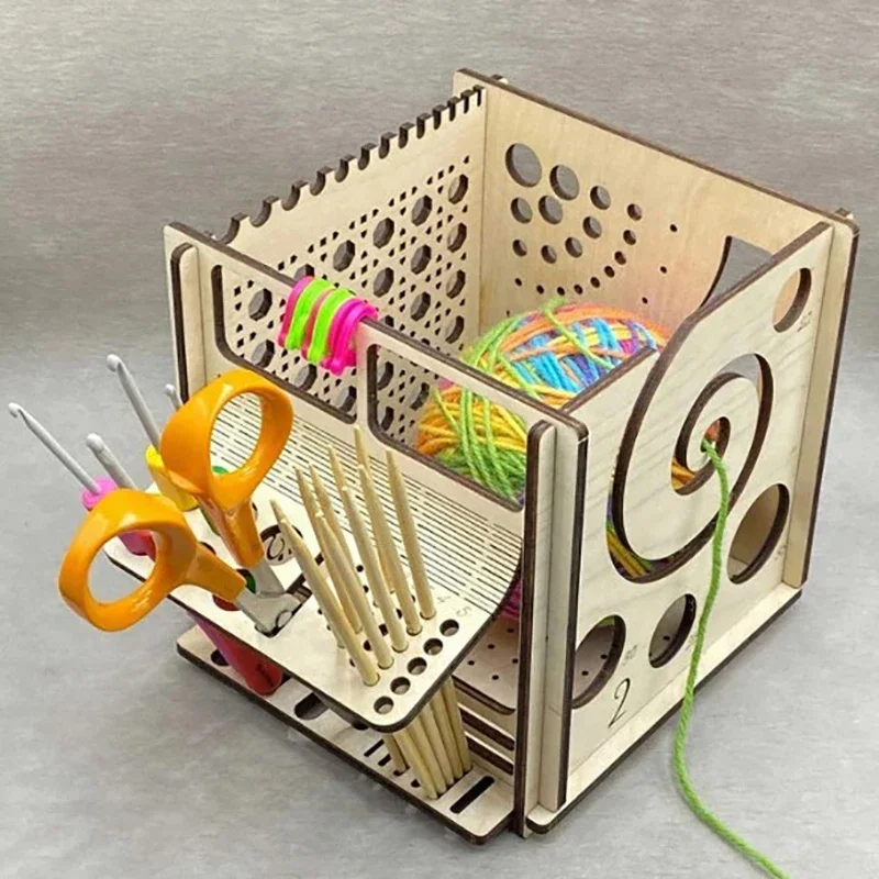 창의적인 나무 실 보관함 크로셰 정리함 DIY 나무 실 디스펜서 뜨개질 보울 뜨개질 실 보관용
