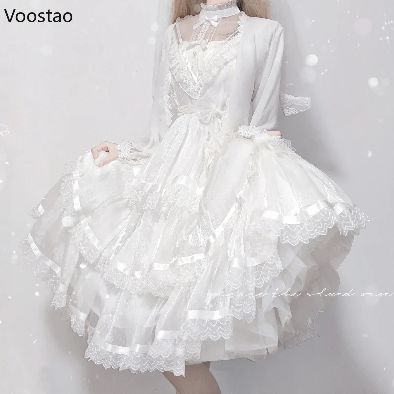 Japanese Sweet Lolita Princess Dress Women Gothic Y2k Lace Bow Ruffles Flowers Wedding Dresses Girly Chic Evening Party Vestidos lolita dress lolita suspender dress suspender dress lolita skirt gothic gowns