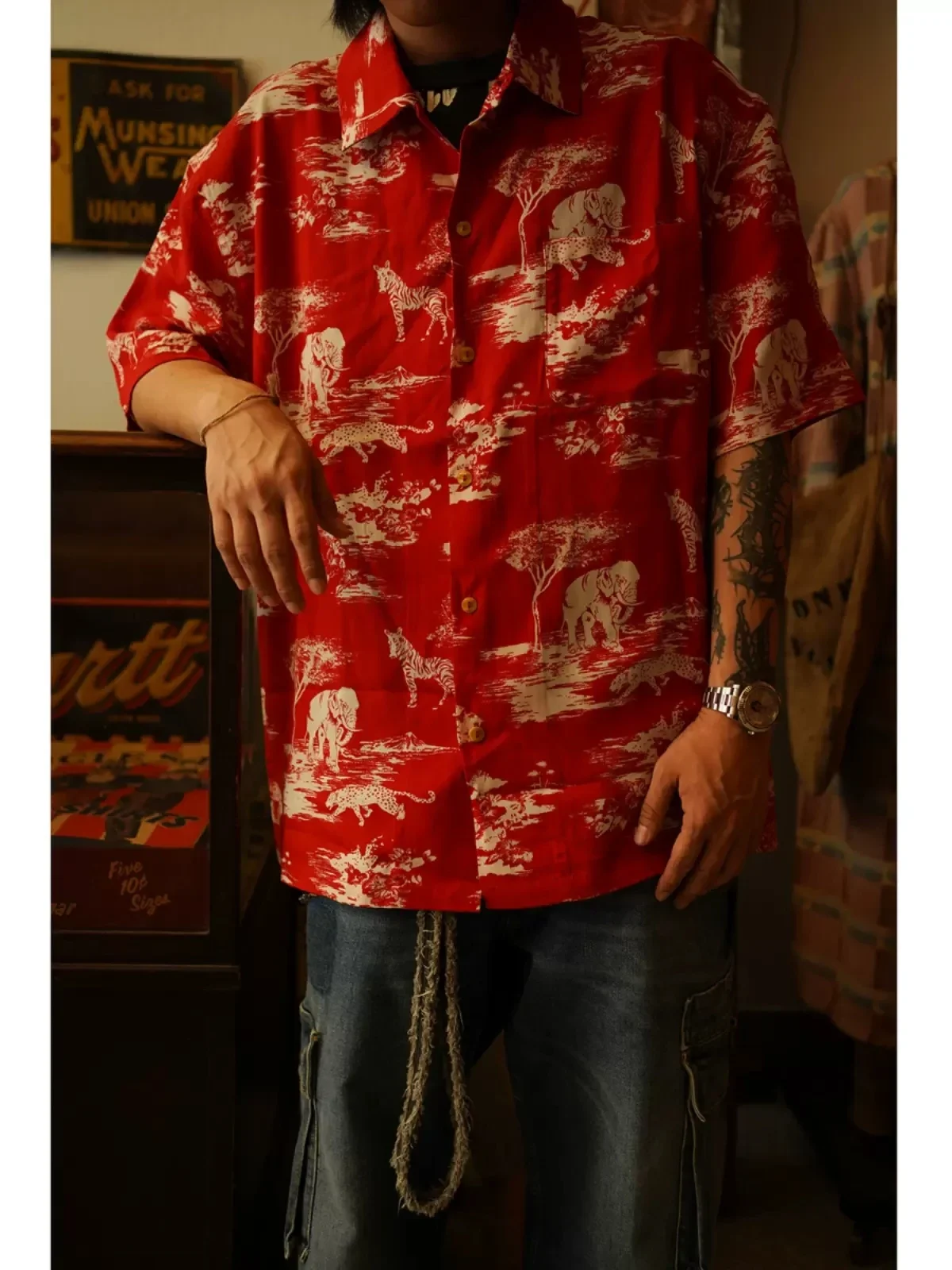 Second Order Hawaiian Aloha Shirt Vintage Style Men's Short Sleeve Cotton Camp Shirt 3