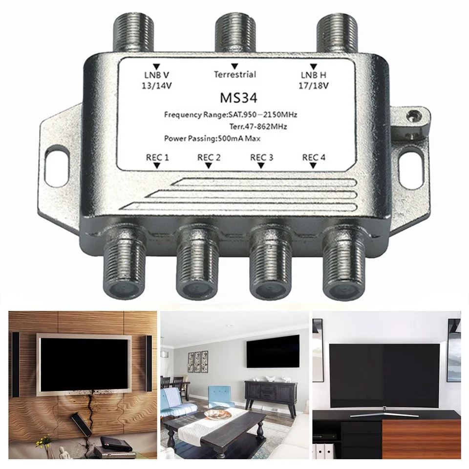 Multiswitch Amplifié Sima SMS-34A - 3 Entrées 4 Sorties Pour Antenne TV Satellite